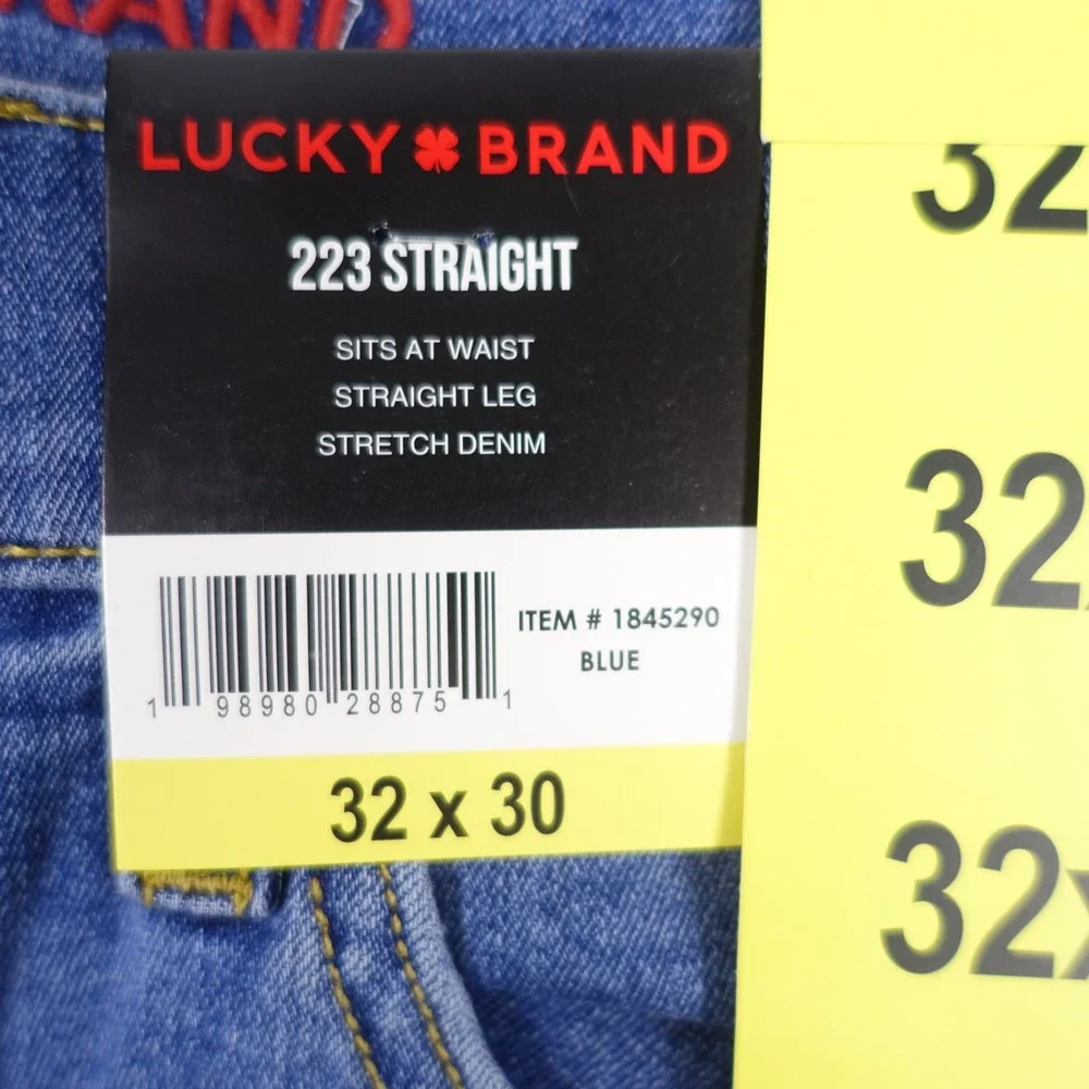 Lucky Brand 223 Straight Leg Mens Blue Stretch Denim Jeans 32x30 NEW 1845290